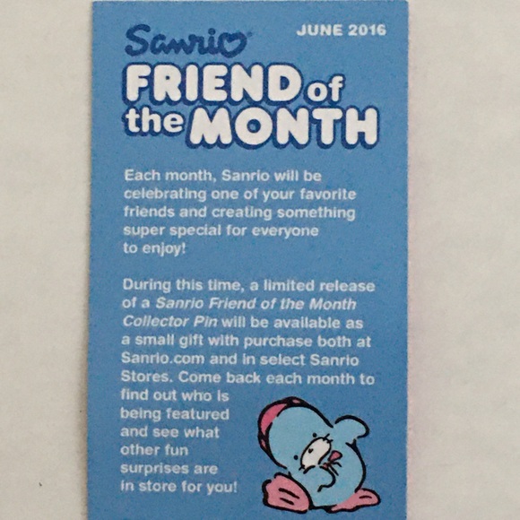 New Sanrio Friend of the Month Pin TUXEDO SAM and Story Card June 2016 Limited - Picture 7 of 7